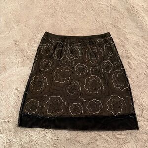 BCBGMaxAzria Black Sheer Embellished Mini Skirt
